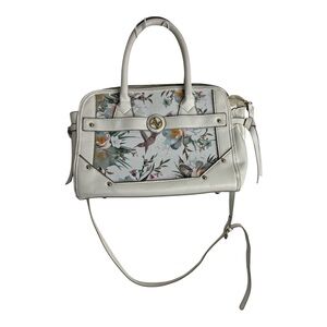 Adrienne Vittadini Women’s White Garden Bloom Satchel Floral Hand Bag